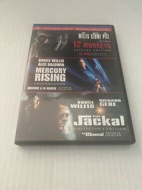 12 MONKEYS MERCURY RISING THE JACKAL DVD MOVIE - BRUCE WILLIS - 3 DVDs
